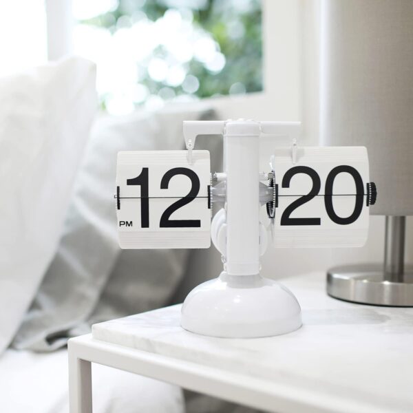 mooas Flip Desk Clock (Black), Retro Vintage Design Auto Flip Desk/Table Clock