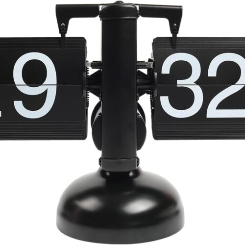 mooas Flip Desk Clock (Black), Retro Vintage Design Auto Flip Desk/Table Clock