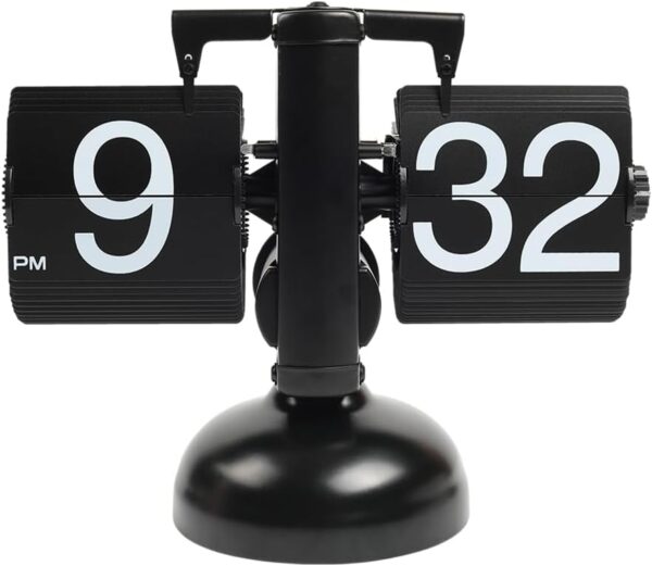 mooas Flip Desk Clock (Black), Retro Vintage Design Auto Flip Desk/Table Clock